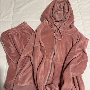 Pink Velour Hoodie and Short Set, Large